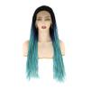 YTOOZ Synthetic Front Wigs Black Ombre Blue Micro Woven Synthetic Front Wig for Black Women's Glue Free Heat Resistant Fiber Artificial Hair,24 inches view 1