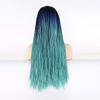 YTOOZ Synthetic Front Wigs Black Ombre Blue Micro Woven Synthetic Front Wig for Black Women's Glue Free Heat Resistant Fiber Artificial Hair,24 inches view 2