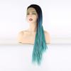 YTOOZ Synthetic Front Wigs Black Ombre Blue Micro Woven Synthetic Front Wig for Black Women's Glue Free Heat Resistant Fiber Artificial Hair,24 inches view 3