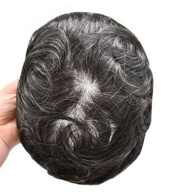 Ultra Thin Skin Hair Toupee For Men Invisible Thin Skin Base Mens Hair Unit V-looped Natural Hairline Realistic Transparent Skin Men Hair Replacement System All Poly Wig Unit Non Surgical Hair Replacement Weave For Men 0.04 (8x10, #1B50- #1b off blac