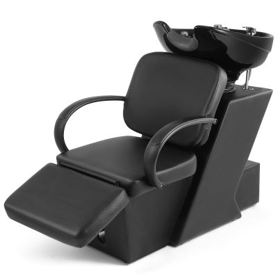 Artist hand Shampoo Bowl, 47" Ceramic Bowl Chair Adjustable Backwash Shampoo Station Footrest Salon Equipment