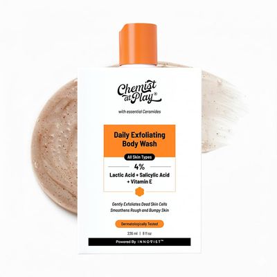 Chemist at Play Body Wash Exfoliating For Dry Rough Bumpy Strawberry Skin With 1% Salicylic Acid 2% Lactic Acid And Ceramides For Men And Women 7.9 Fl oz