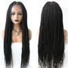 13" x6 1/2" Swiss Lace Front Twist Braids Cornrow Double Dutch Wigs with Baby Hair Natural Looking Premium Quality Synthetic Lightweight Box Braided Wig for Black Women LL603836C-34inch, #1B Black view 1