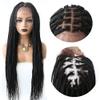 13" x6 1/2" Swiss Lace Front Twist Braids Cornrow Double Dutch Wigs with Baby Hair Natural Looking Premium Quality Synthetic Lightweight Box Braided Wig for Black Women LL603836C-34inch, #1B Black view 2