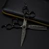 Hair Cutting Scissors, 6 inch Upscale Black Damascus hair scissors haircut thinning barber tools cutting shears Hairdressing scissors (Color : Set with bag) view 1