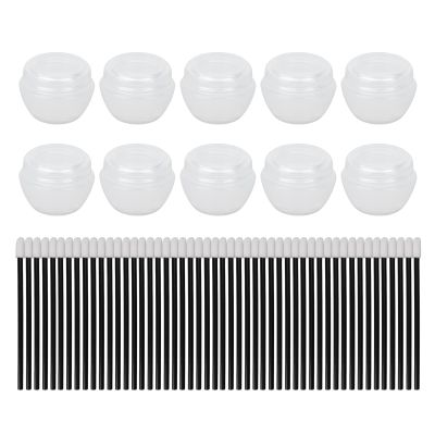 Lipstick Wands Tool Kit 50PCS Disposable Lip Wands and 10PCS Empty Jar for Home DIY Travel and Beauty Salon
