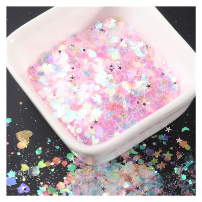 HANRUO 10g AB Glitter Nail Flakes Sequins Mixed Star Heart Flowers Shape Paillette Nail Art Polish Holographic Decor Tips (Color : TR13 Light Pink)