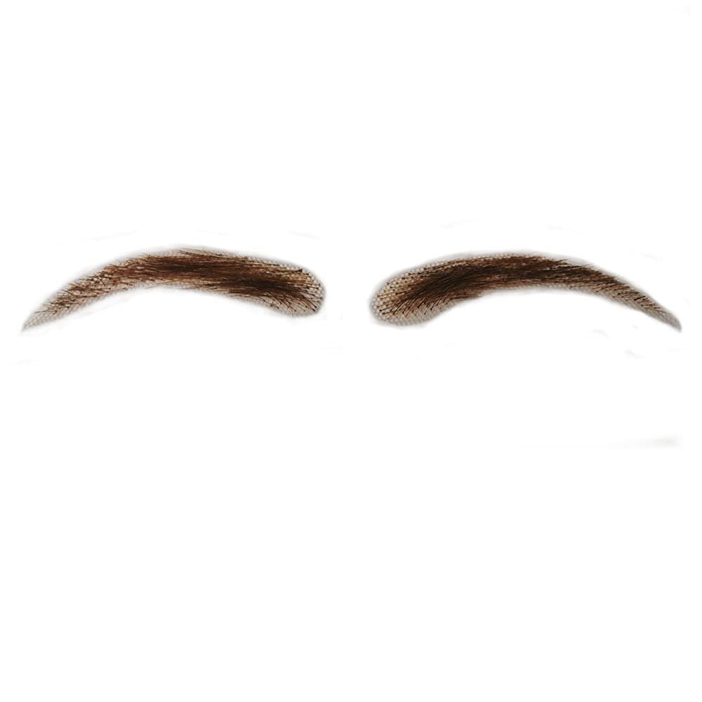 CliCling False Eyebrows Human Hair Artificial Real Hair Handmade Crochet False Brows Light Brown Invisible Realistic Natural Fake Eyebrows