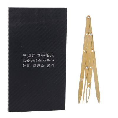 Golden Ratio Calipers, Stainless Steel Eyebrow Measuring Ruler Flexible Removable Ruler Eyebrow Mapping Caliper Permanent Makeup Measure Tool(Gold)