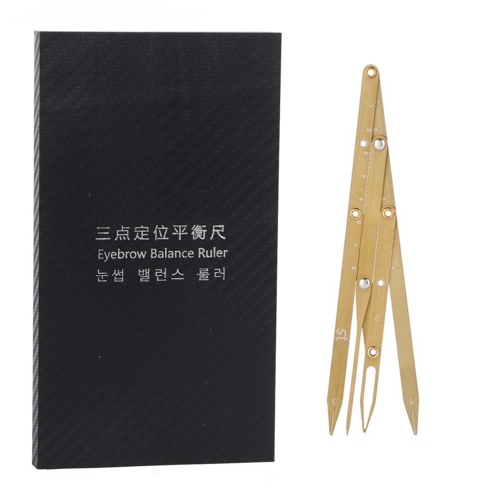 Golden Ratio Calipers, Stainless Steel Eyebrow Measuring Ruler Flexible Removable Ruler Eyebrow Mapping Caliper Permanent Makeup Measure Tool(Gold)