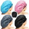4 Pieces Jumbo Shower Cap Extra Large Double Layer Waterproof Shower Cap for Dreadlocks Satin Lining Reusable XL Bonnet for Women Men Thick Long Big Hair Locs Braids, 4 Colors view 1
