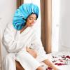4 Pieces Jumbo Shower Cap Extra Large Double Layer Waterproof Shower Cap for Dreadlocks Satin Lining Reusable XL Bonnet for Women Men Thick Long Big Hair Locs Braids, 4 Colors view 4