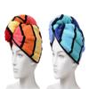Anller 2 Pack 100% Cotton Hair Towel Wrap, Hair Drying Towel with Button for Women, Dry Hair Hat, Shower Head Towel (Orange & Blue) view 1