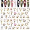3D Flower Nail Charms Rhinestone, Kalolary White Flower Acrylic Nail Pendant Camellia Cherry Blossoms Nail Art Decorations for Spring Summer Nail Art Designs view 1