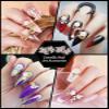 3D Flower Nail Charms Rhinestone, Kalolary White Flower Acrylic Nail Pendant Camellia Cherry Blossoms Nail Art Decorations for Spring Summer Nail Art Designs view 4