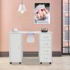 Double Edged Manicure Nail Table,Nail Table Station Desk with 4 Drawers,2 Storage Box,Spa Beauty Salon Nail Art Equipment (With Fan,White) view 2