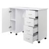Double Edged Manicure Nail Table,Nail Table Station Desk with 4 Drawers,2 Storage Box,Spa Beauty Salon Nail Art Equipment (With Fan,White) view 4