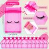 Boao 100 Pcs Eyelash Aftercare Bags 4 x 6 Inches Eye Lash Print Aftercare Makeup Bags Drawstring Cosmetic Bags Organza Beauty Bags for Women Makeup Jewelry Supplies (Pink) view 2