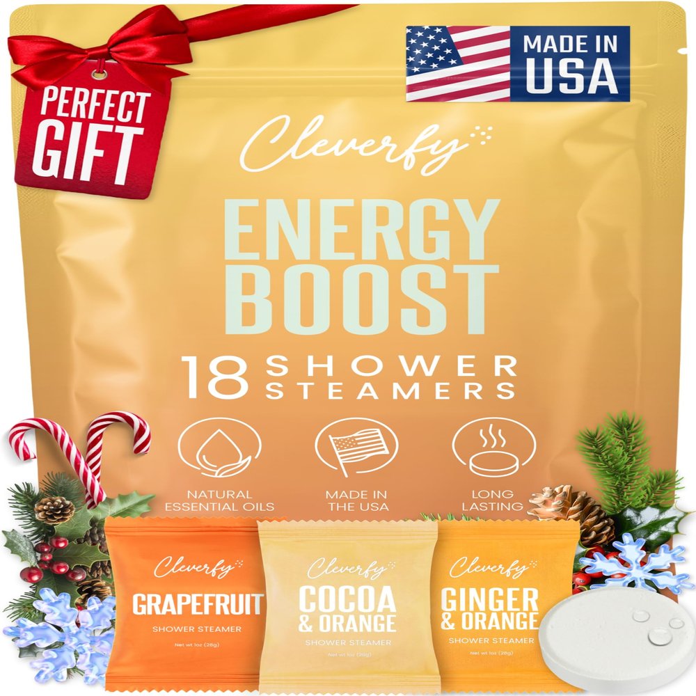 Cleverfy Citrus Shower Steamers Aromatherapy Stocking Stuffers for Teen Girls, Women and Wife Christmas Gifts for Teens and Women White Elephant Gifts for Adults 18 Tablets
