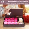 12 Rose Flower Soap Flower, Artificial Roses Rose Gift Sets for Women Plush Bear Valentine's Day Romantic Gift with Box(pink) view 2