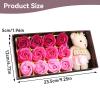 12 Rose Flower Soap Flower, Artificial Roses Rose Gift Sets for Women Plush Bear Valentine's Day Romantic Gift with Box(pink) view 3