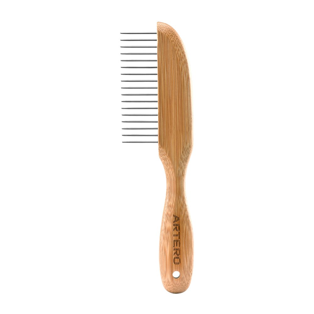 Artero Tango Wide Tooth Comb for Dogs, Bamboo Handle, 8.6 x 2.1 in