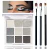 Black Smoky Eyeshadow Palette - Silver Shimmer, Grey, Gold, Brown - 9 Colors - Glitter & Matte Finish - Long Lasting, Waterproof - Pearl Eye Shadow Palette - Includes Eyeshadow Brush view 1