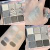 Black Smoky Eyeshadow Palette - Silver Shimmer, Grey, Gold, Brown - 9 Colors - Glitter & Matte Finish - Long Lasting, Waterproof - Pearl Eye Shadow Palette - Includes Eyeshadow Brush view 3
