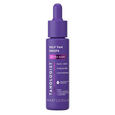 Tanologist Extra Dark Self Tan Drops, Streak-Free Body & Face Tanning Drops, No Fake Tan Smell, For Moisturizer & Lotion, Bronzing Face Tanner, Skincare Ingredients, Vegan, 1.01 fl. oz/30 ml Bottle