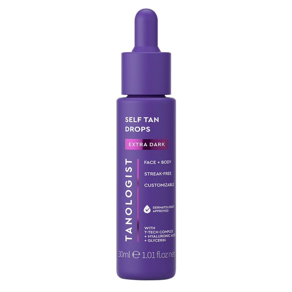 Tanologist Extra Dark Self Tan Drops, Streak-Free Body & Face Tanning Drops, No Fake Tan Smell, For Moisturizer & Lotion, Bronzing Face Tanner, Skincare Ingredients, Vegan, 1.01 fl. oz/30 ml Bottle