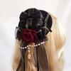Lolita Headdress Prom Lolita Hair Accessories Dark Gothic Lace Bow Rose Hairpin Gift Hat Hairpin Anime Cosplay Accessories (Black) view 2