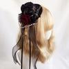 Lolita Headdress Prom Lolita Hair Accessories Dark Gothic Lace Bow Rose Hairpin Gift Hat Hairpin Anime Cosplay Accessories (Black) view 3