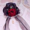 Lolita Headdress Prom Lolita Hair Accessories Dark Gothic Lace Bow Rose Hairpin Gift Hat Hairpin Anime Cosplay Accessories (Black) view 4