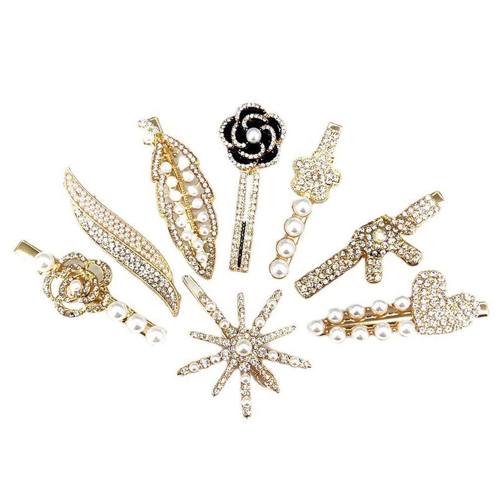 10PCS Shining Rhinestone Alligator Hair Clips Bling AB Crystal Duck Bill Hair Barrettes Sparkly Geometric Hair Pins Hair Accessories for Women