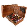 Beauty Professional Barber Case, Wooden Barber Carrying Case Stylist Tool Travel Carry Case Portable Barbers Tools Box Organizer Salon Barber Case for Clippers and Barber Supplies  Brown view 1
