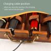 Beauty Professional Barber Case, Wooden Barber Carrying Case Stylist Tool Travel Carry Case Portable Barbers Tools Box Organizer Salon Barber Case for Clippers and Barber Supplies  Brown view 4