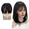 100% Human Hair Toppers Clip in Hairpieces with 3D Air Bangs for Women Straight Toupee Middle Part Wiglets for Mild Hair-Loss (Dark Black) view 1