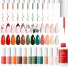 Beetles Gel Polish 12 Pcs Liner Nail Art Set White Nude Red Green Brown view 1