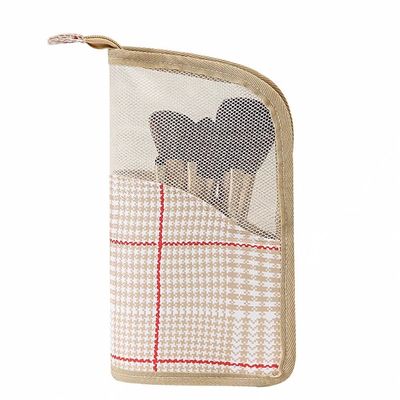 Large Capacity Makeup Brush Bag Pouch Holder Cosmetic Bag Organizer Portable Eyebrow Pencil Storage Bag Travel Toiletry Cosmetic Bag, Beige, 24.5 x 13.5 x 13cm