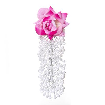 Aakarshana Jewels Hair flower accessory for styling hair, red rose with crystal beads