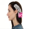 Aakarshana Jewels Hair flower accessory for styling hair, red rose with crystal beads view 4