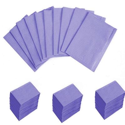 KingWei 13" x 18" Dental Bibs Disposable Pack of 125,Soft and Waterproof Dentist Bibs for Dental Tray Covers,Tattoo Bib Sheet and Nail Table Cover Supplies (Purple)