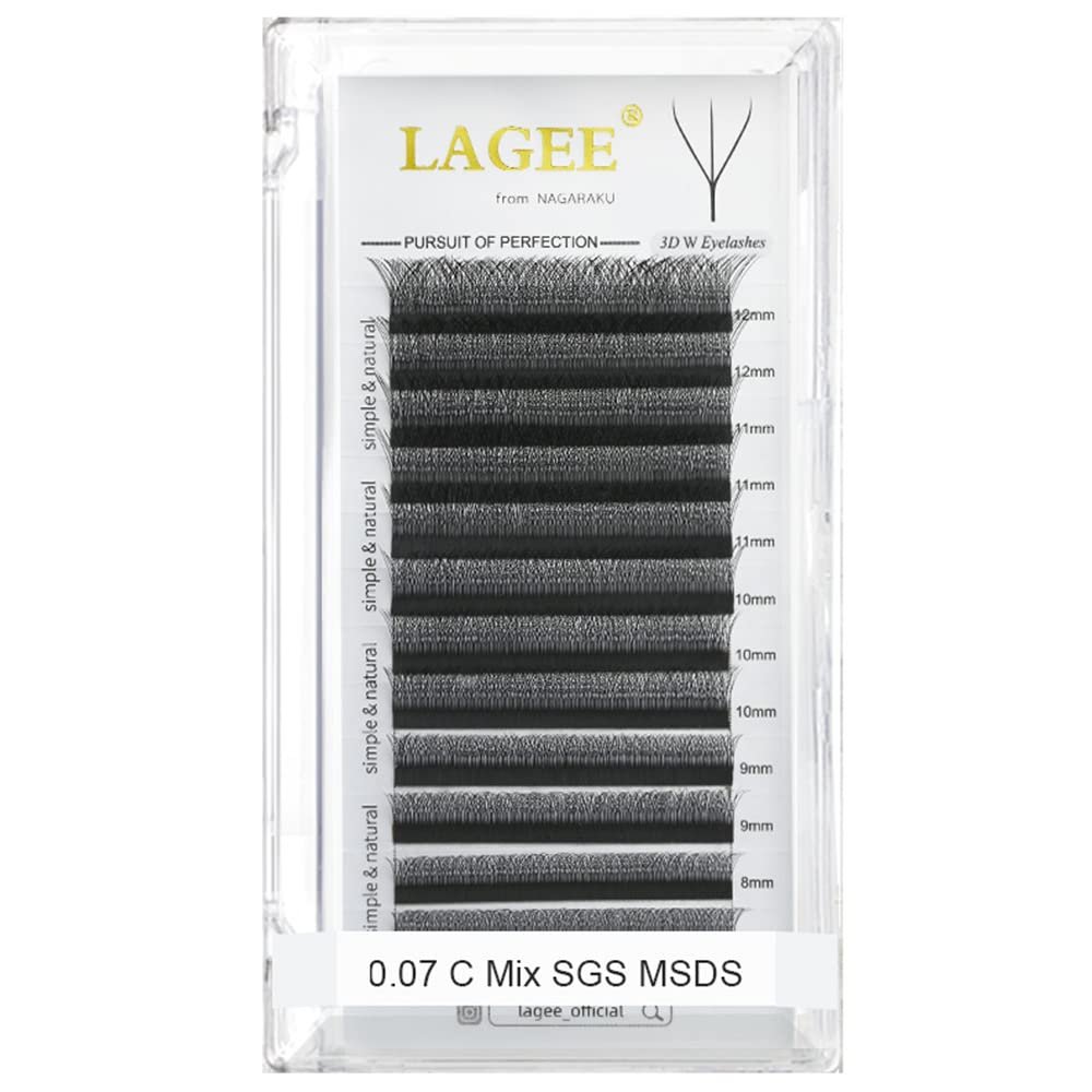 3D W-Eyelashes Individual Eyelash Extension 3d Premade Fan Lashes C/D Curl 8-14mm & Mix Length Natural Soft False Eyelash 0.07mm Automatic Blooming Clover Lashes (8mm, 3D W-Shape-D-0.07 8mm)