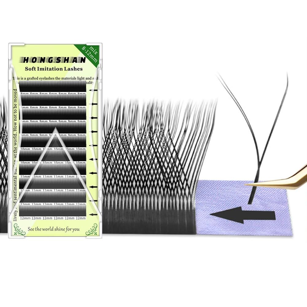 0.03mm YY-Shaped Eyelashes Automatic Blooming False Lashes Y-Shape Lashes Hand-Woven Super Soft Natural Eyelash Extensions B/C Curl 8-12mm Individual Eyelashes (8-12mm mix, YY Shape-C-0.03)