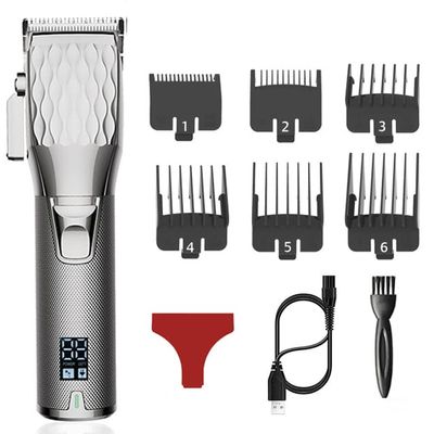 Professional Hair Clippers for Men, Professional Rechargeable Hair Clipper Barber Adjustment Salon Machine Hair Trimmer Cord and Cordless Electric Hair Cutting Tool (Color : Silvery)
