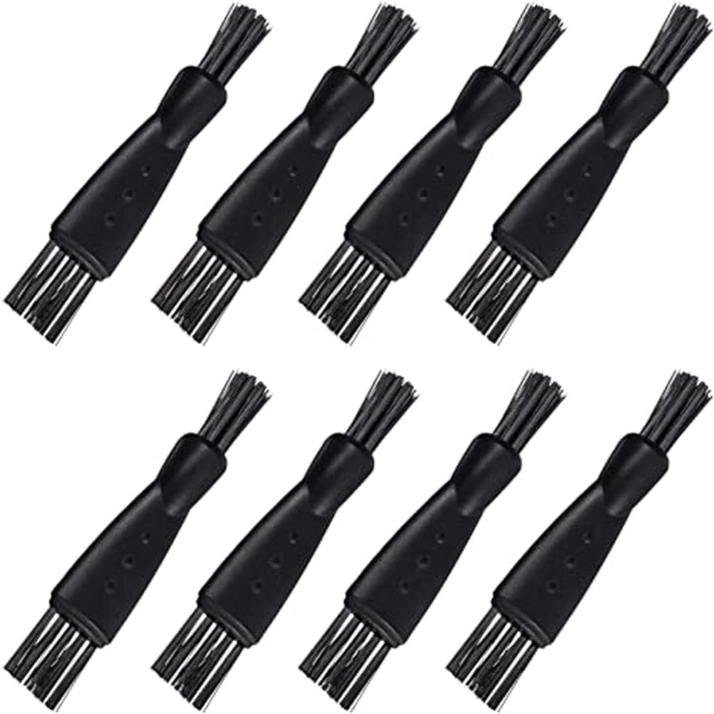8 Pieces Shaver Brush Razor Cleaning Brush Electric Shaver Double Sided Trimmer Shaver Brush Cleaner Set Nylon Bristles PP Handle Hair Remover Shaving Razor Brush Replacement Brushes