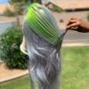 13x4 Lace Front Human Hair Wig Body Wave Grey with Green Highlight Skunk Stripe Wig Human Hair Lace Front Color, Brazilian Remy Hair Lace Frontal Wig Pre Plucked with Baby Hair for Women 150% Density (10inch, 13x4) view 2