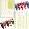 Gold Nail Art Stickers, 3D Self-Adhesive Decals - Wave Line Chains Flame Stars Flowers Leaf Sticker for Women Manicure Charms Decorations DIY Glitter Transfer Tips view 4