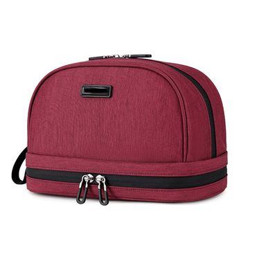 Feilx Makeup Bag Make Up Organizer Double Layer Travel Cosmetic Train Case with Brushes Slots and Dividers for Makeup & Toiletry (Color : B, Size : 24.5 * 13.5 * 15.5cm)