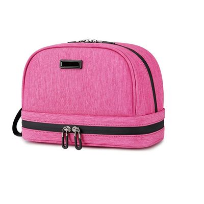 Feilx Makeup Bag Make Up Organizer Double Layer Travel Cosmetic Train Case with Brushes Slots and Dividers for Makeup & Toiletry (Color : D, Size : 24.5 * 13.5 * 15.5cm)